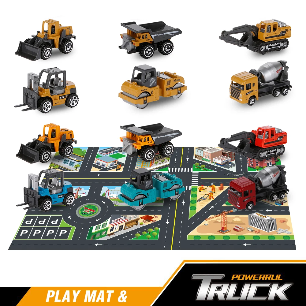 1:64 металлические литая машинка 12 шт. строительных автомобилей игрушечные