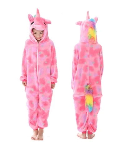Closed Eye Horse Onesie/Детская Пижама кигуруми с единорогом; зимняя Пижама с пандой; Пижама с единорогом для мальчиков и девочек; Фланелевая пижама с животными для костюмированной вечеринки; одежда для сна с капюшоном - Цвет: Closed Eye Horse