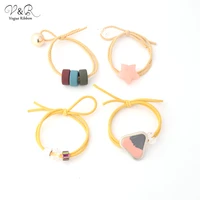 new diy handmade jewelry hair accessories hair ring with acrylic glass bead pendant imitation gold plated fashion diy 091