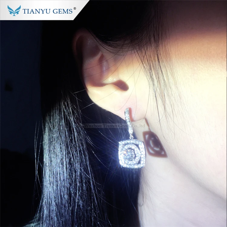 Tianyu драгоценные камни чистое 10k белое золото moissanite алмазные серьги для