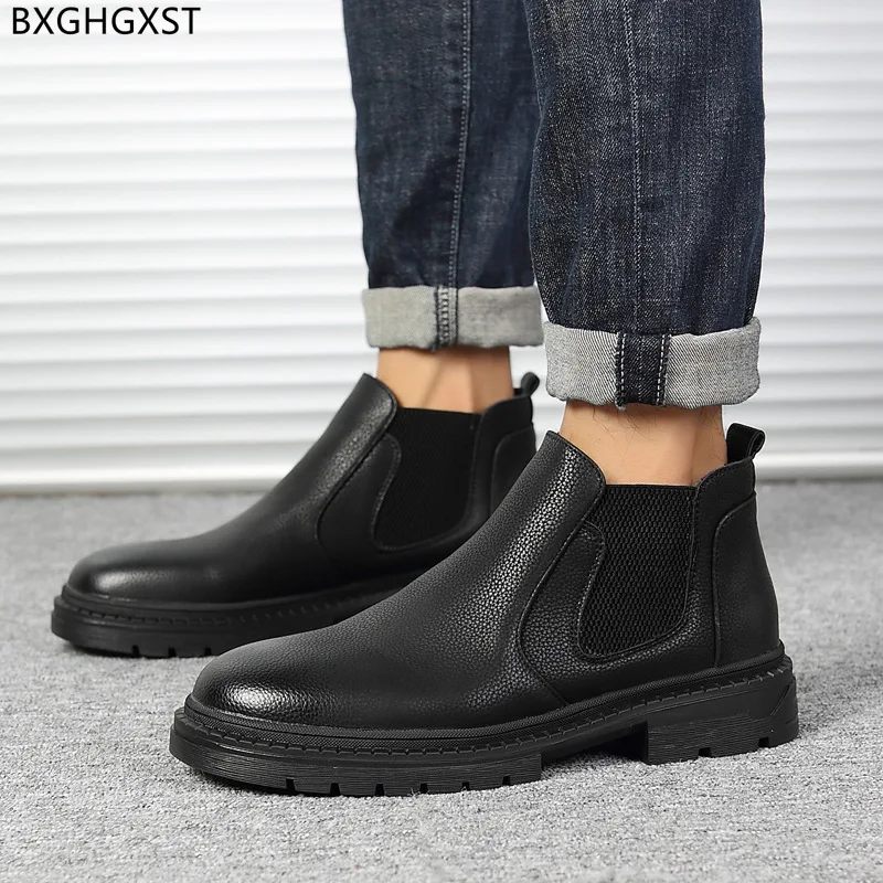 Ankle Boots for Men Male Chelsea Boots for Man 2023 Outdoor Shoes Man Leather Boots Men Black Winter Shoes Men Chaussure Homme