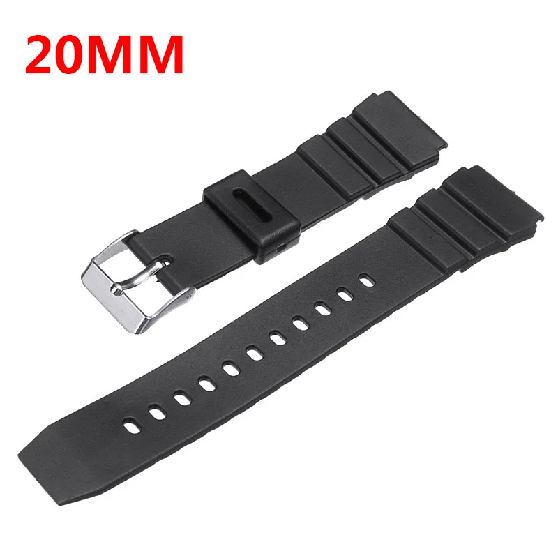 

Shellhard Silicone Watchband 18/20/22mm Unisex Black Plastic Wrist Watch Strap For Sport Watch Replace Buckle Bracelet Band