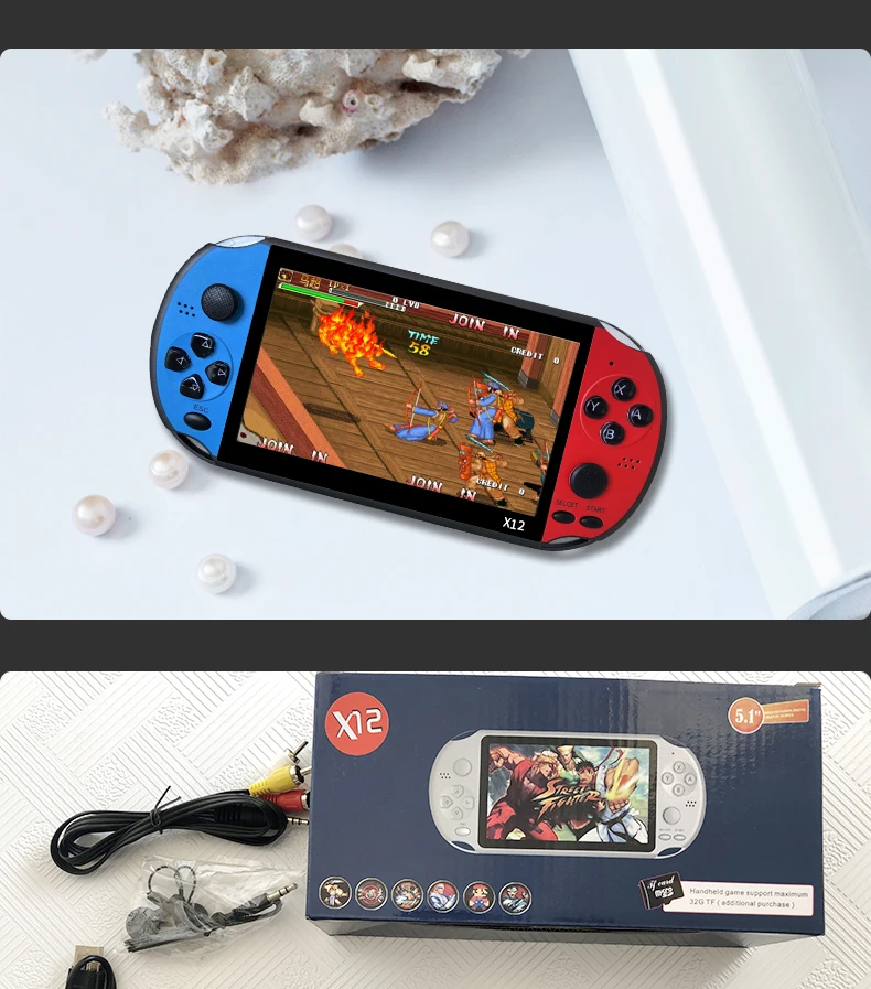 Powkiddy 5,1 дюймовый экран 8G аркадная поддержка 12 больших симуляторов Ретро Классическая игровая консоль ручная tv-карта TF