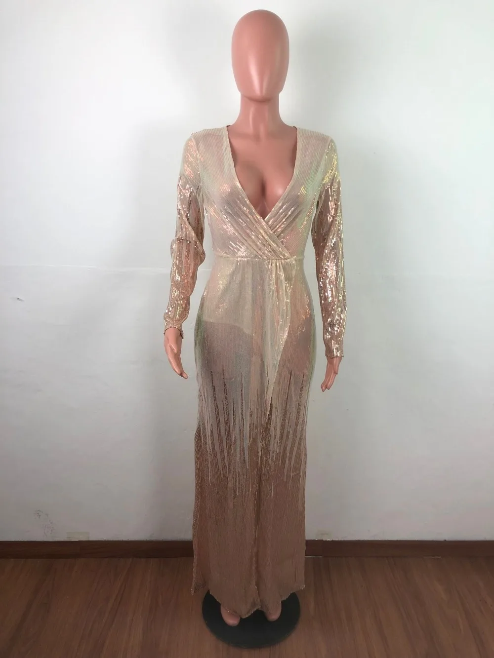 Вечерние платья для ночного клуба с v-образным вырезом женские блестящие длинным