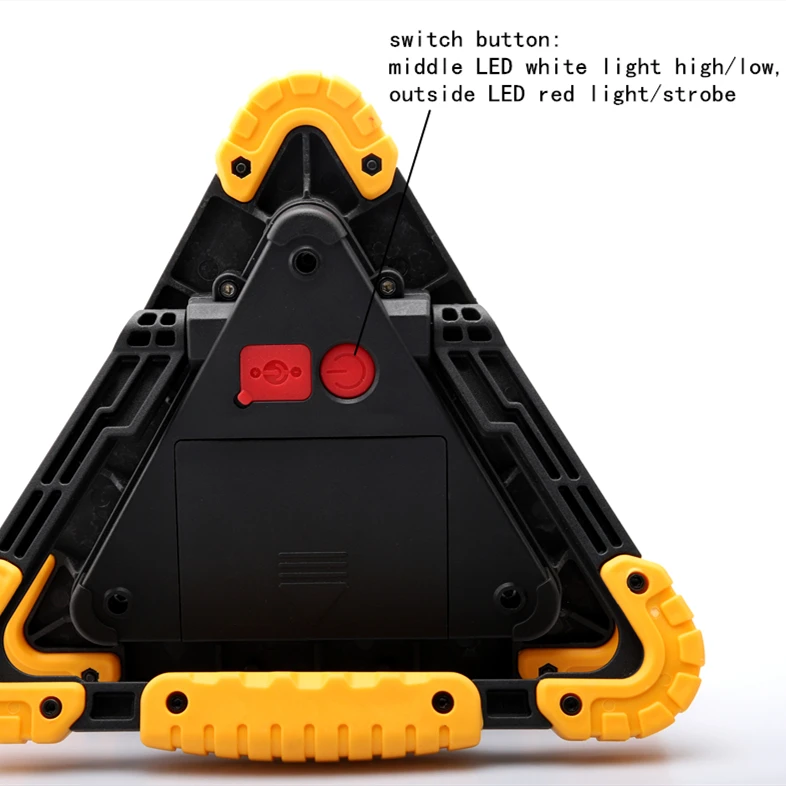 구매 야외 접이식 LED 투광 조명 COB 작업 조명, 삼각형 비상 손전등 경고등 USB 충전식 서치라이트
