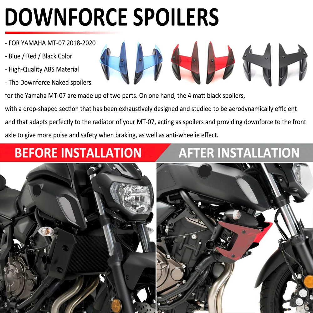 

Новинка для Yamaha MT-07 MT07 MT 07 2018 2019 2020 мотоциклетные боковые Спойлеры без одежды с фиксированным крылом Обтекатели крыла