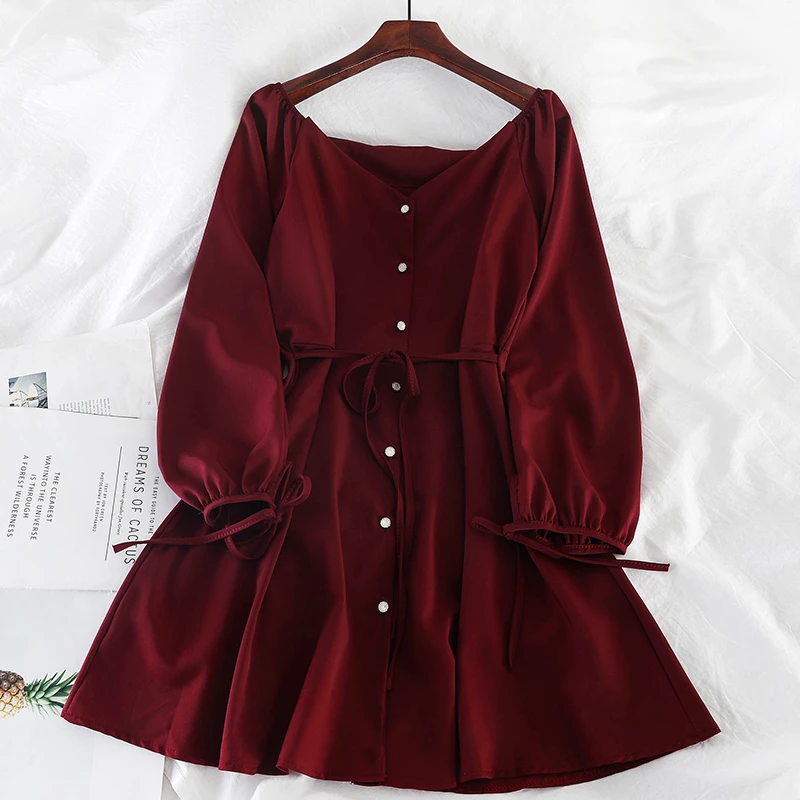 Женское ТРАПЕЦИЕВИДНОЕ ПЛАТЬЕ на шнуровке повседневное элегантное платье с