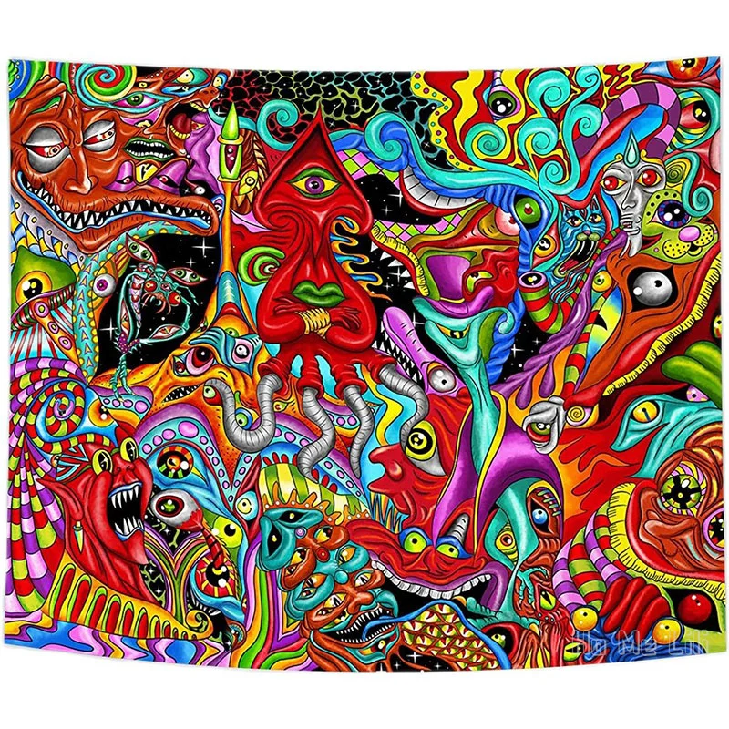 

Psychedelic Abstract Monster Wall Hanging Fantasy Bohemian Arabesque Art Magical By Ho Me Lili Tapestry For Dorm Decoration
