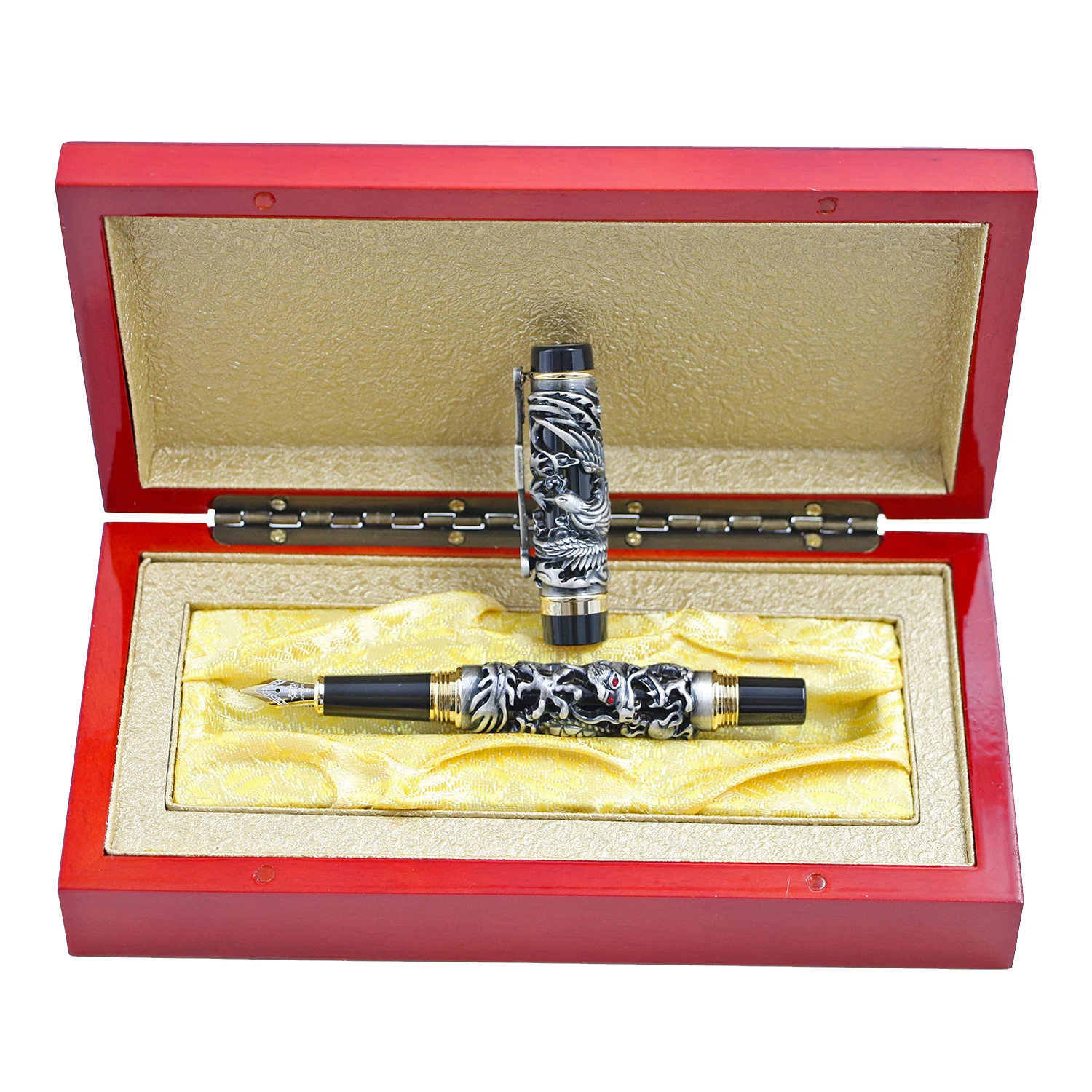 Роскошная металлическая 3D Авторучка Jinhao с изображением дракона Феникса, винтажная перьевая ручка 0,5 мм, перьевые ручки для письма, офисные, деловые принадлежности, подарок