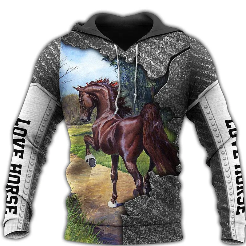 

Fashion red horse series men's / women's street Harajuku hip hop Sweatshirt / 3D printed Hoodie / casual zipper Hoodie
