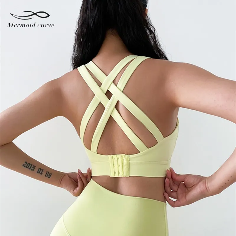 Привлекательный женский спортивный бюстгальтер русалка с перекрестной спинкой