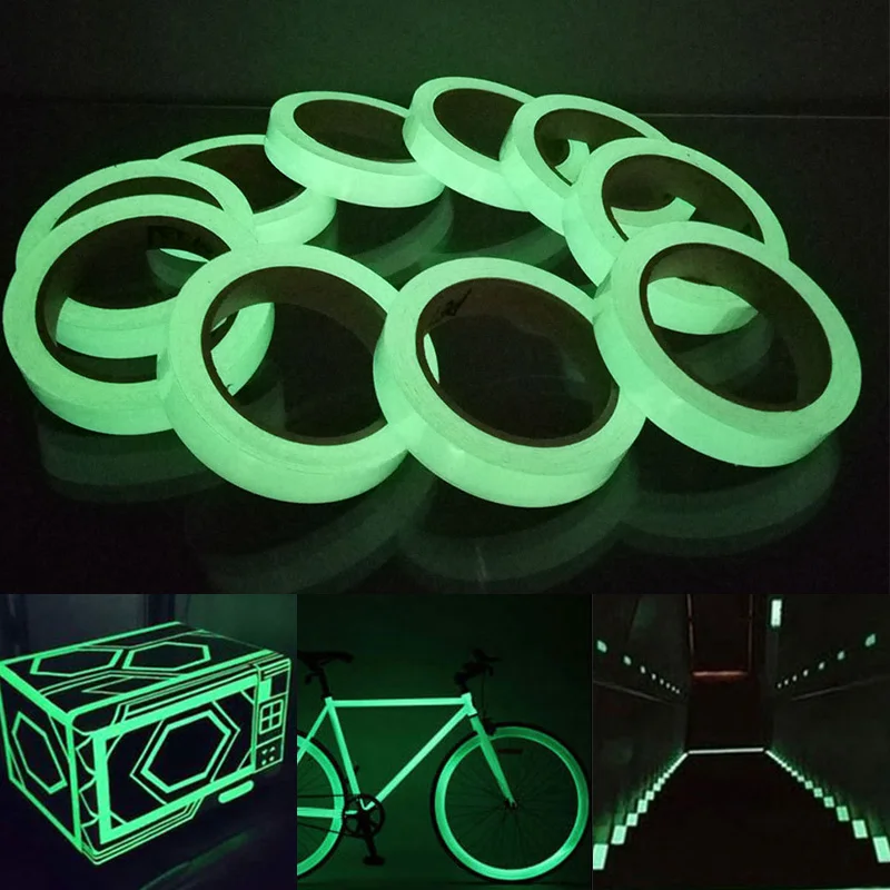 3 м светящаяся флуоресцентная Ночная самоклеящаяся зеленая светится в темноте
