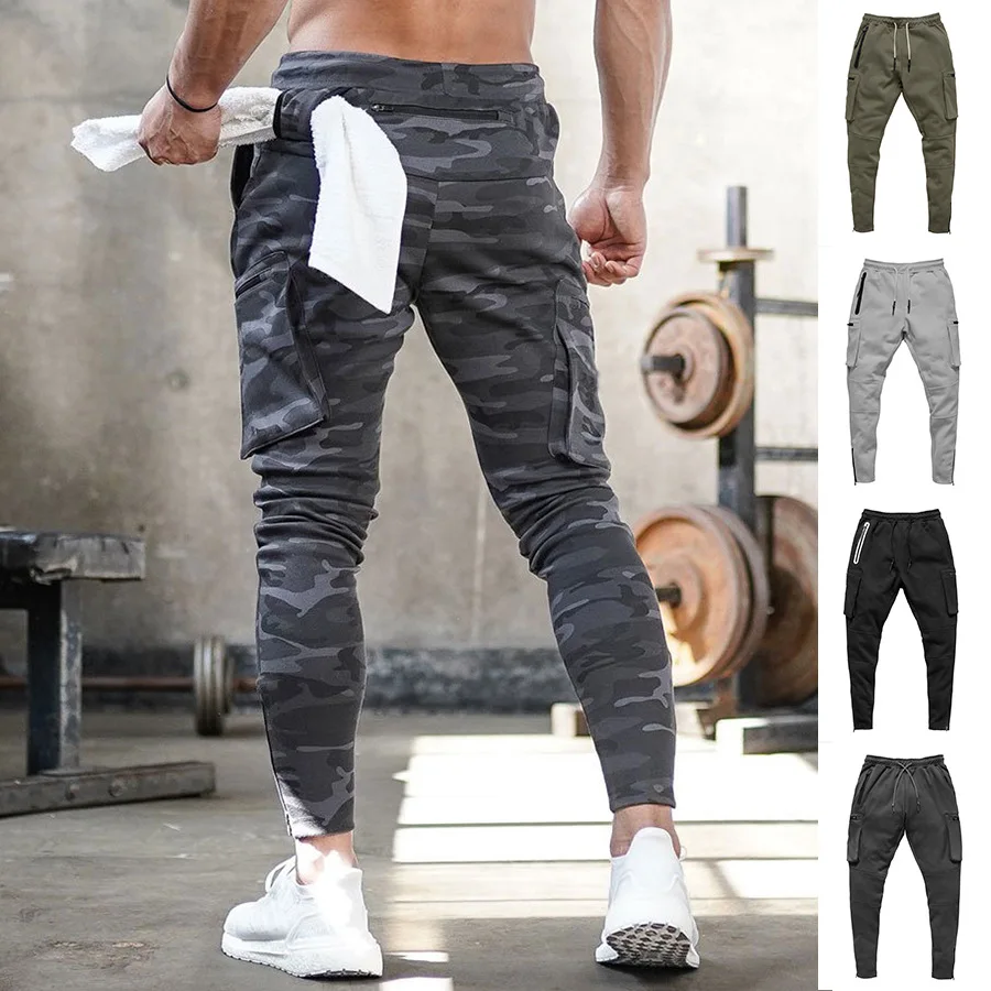 

Брюки мужские спортивные с множеством карманов, хлопок, камуфляжные, спортивные штаны, Джоггеры для спортзала, бодибилдинга, тренировок, ле...