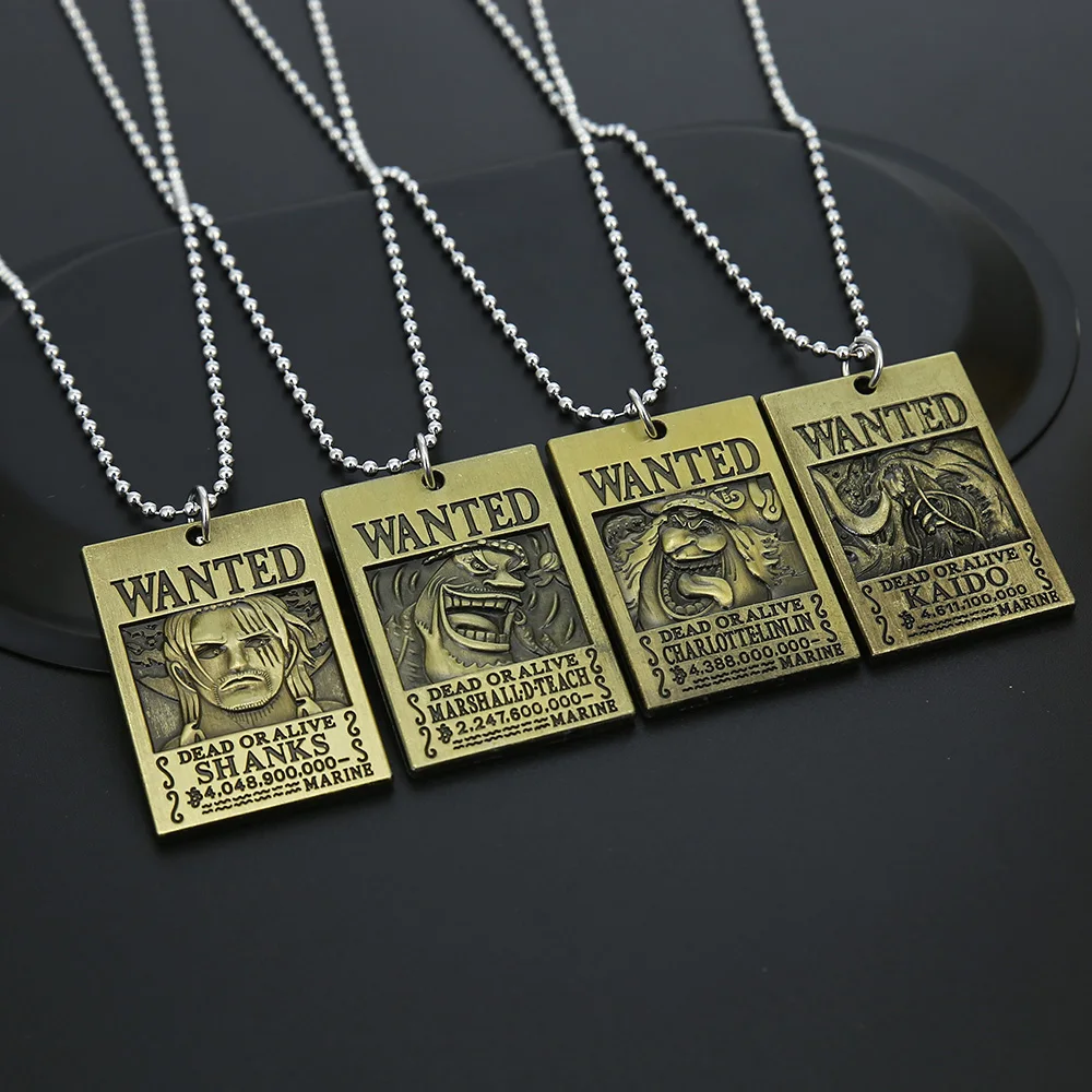 

Jewelry Anime One Piece Necklace Four Kings Shanks Kaido Edward Lin Logo Dog Tag Pendant Necklace Men Fashion Choker Accessories