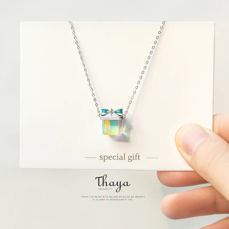 

Thaya Original Light Bow Gift Necklace 925 Silver Bohemia Interesting Color Prism Necklace for Women Special Design Jewelry