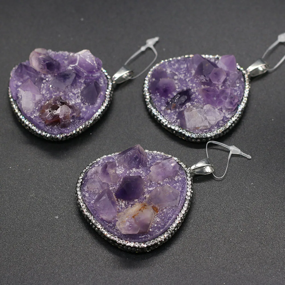

Natural Stone Amethysts Pendant Irregular shape Crystal Exquisite Charm for Jewelry Making DIY Necklace Earrings Accessories
