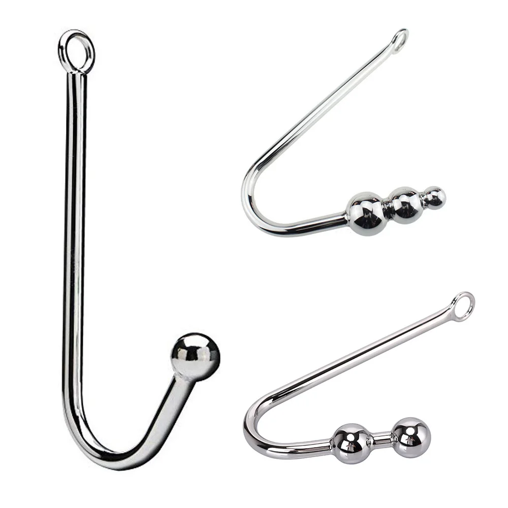 Нержавеющая сталь Анальный крюк Анальная пробка массажер простаты с 1 шариком