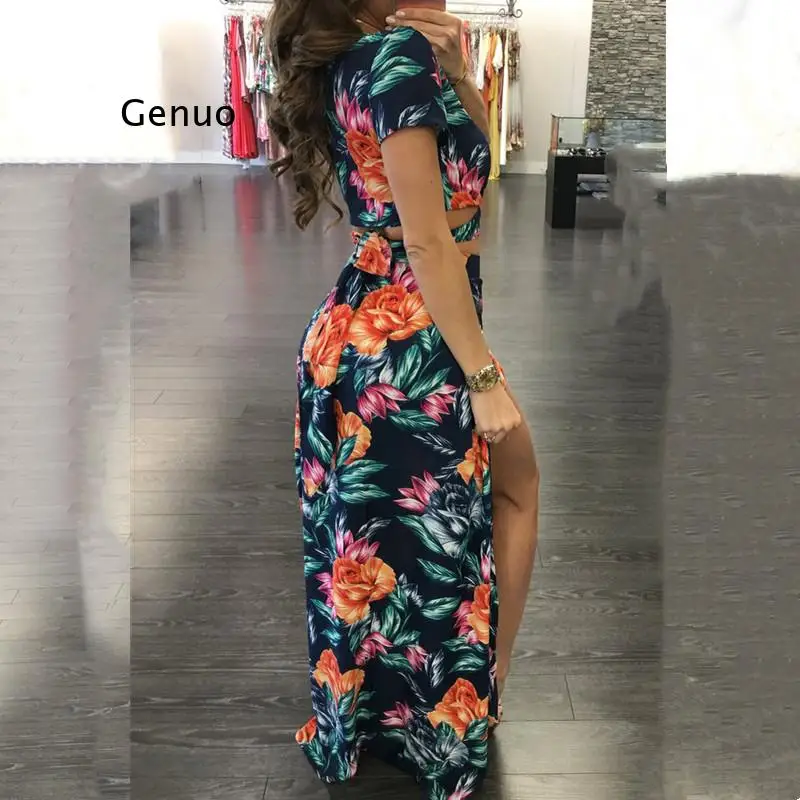 Женское летнее платье с цветочным принтом и V-образным вырезом