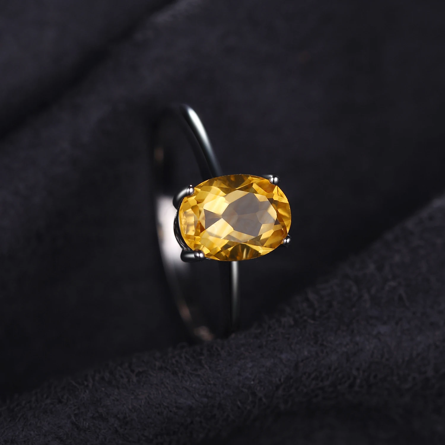 Jewelrypalace Овальный 1.1ct натуральный цитрин камень пасьянс кольцо Подлинная стерлингового серебра 925 новинка года Красивые ювелирные изделия для Для женщин
