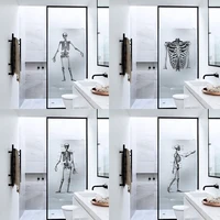 personality skeleton print window film frosted opaque privacy films vinyl window glass stickers shower door film no glue