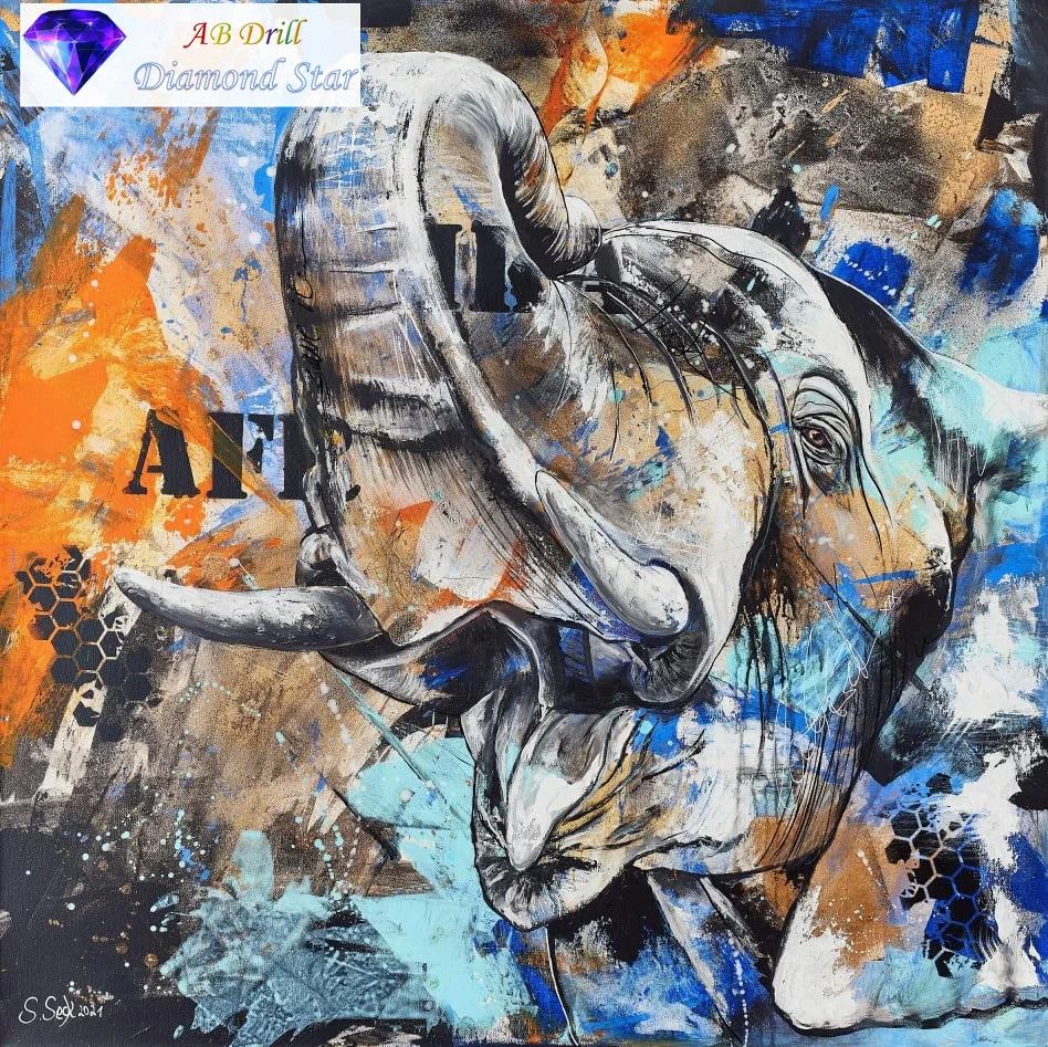 

Full Square/Round AB Drill Diamond painting "Elephant" Wall Decor Inlaid Resin Embroidery Craft Cross stitch