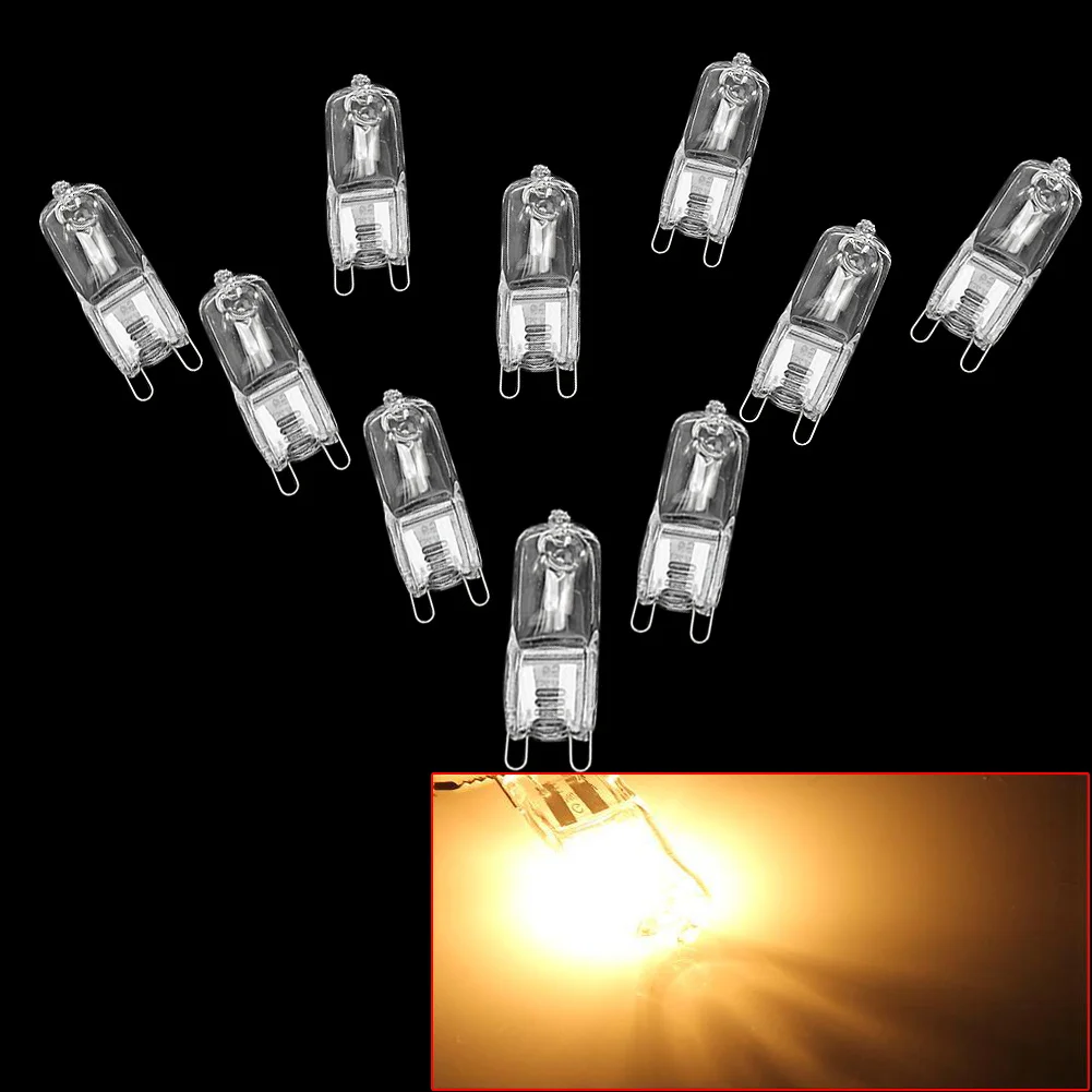 

10Pcs G9 25W Halogen Bulbs Warm White Light Capsule Lamp Replacement 230V Service Life About 50,000 Hours Halogen Bulbs