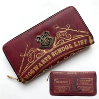 cute maroon school metal logo women wallet long zipper pu wallets fashion student purse handbag for fans cosplay gift