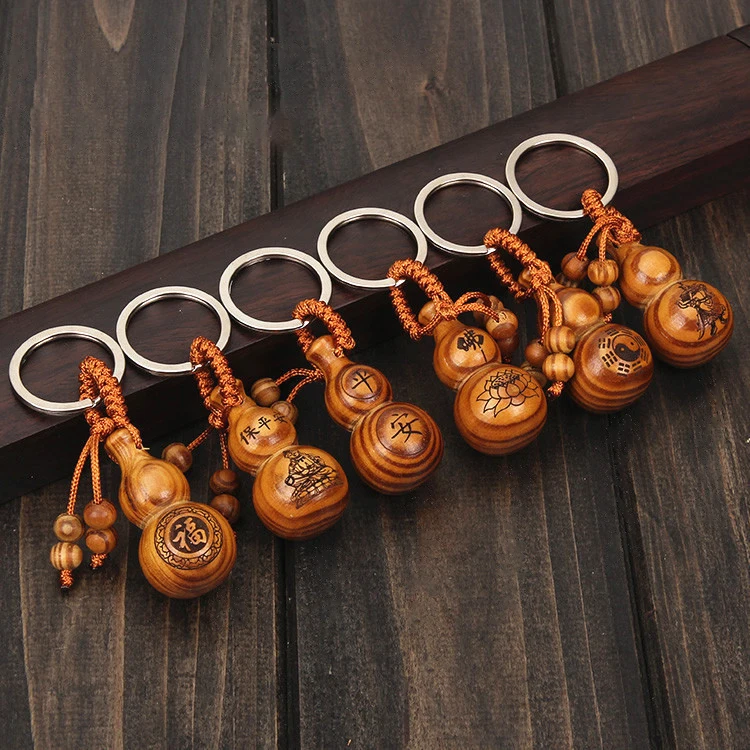 Автомобильная цепочка для ключей подвеска Fu Lu Shou из черного персикового дерева