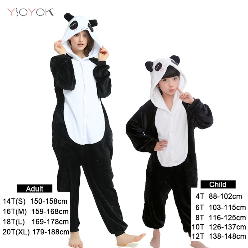 Kigurumi/Детская Пижама с единорогом для мальчиков и девочек; Детский комбинезон с изображением животных; зимние комбинезоны с пандой; женская одежда для сна; фланелевый комбинезон - Цвет: Panda