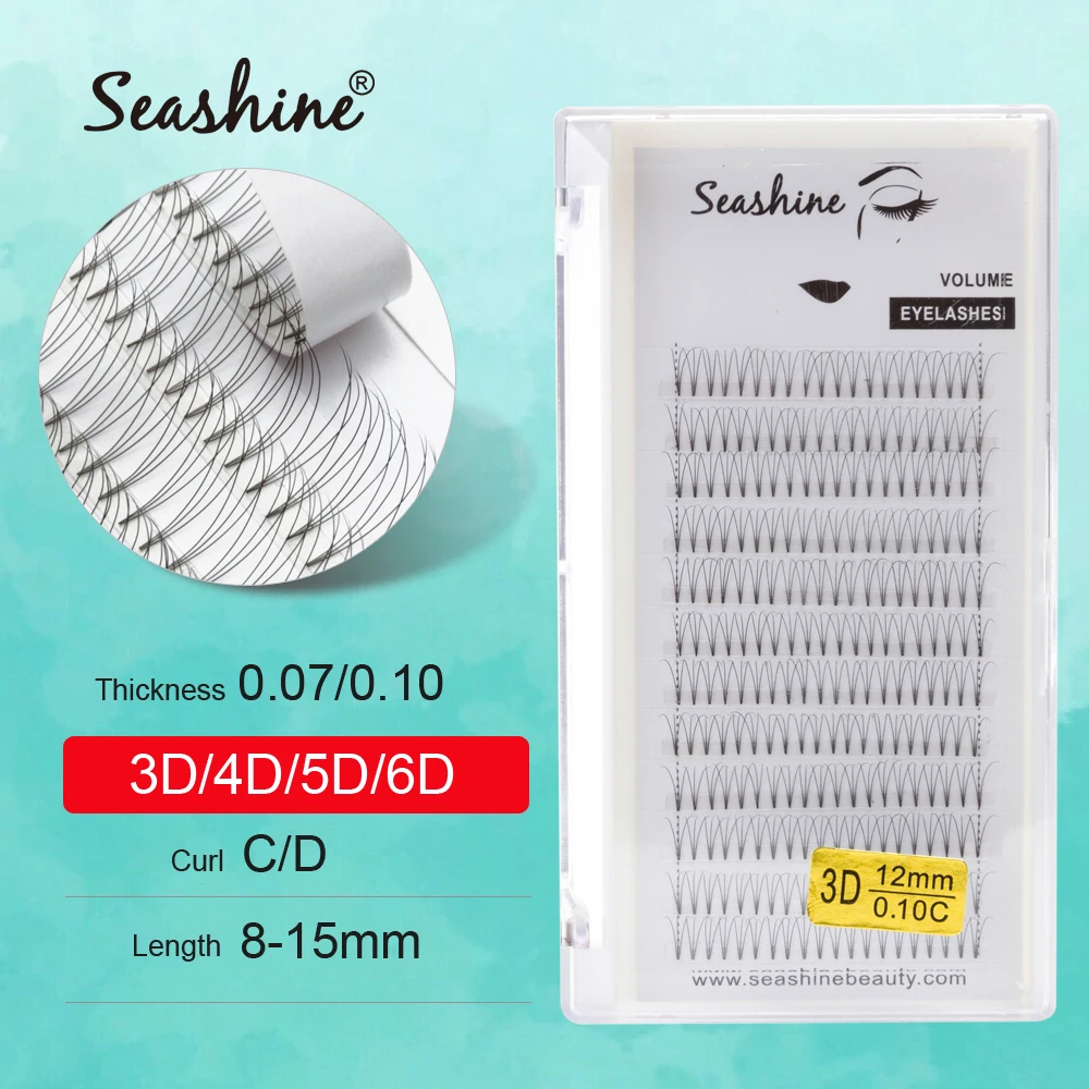 

Seashine Lashes Extension Short Stem Russian Premade Volume Fans 3D/4D/5D/6D Pre-fanned Eyelash Extension