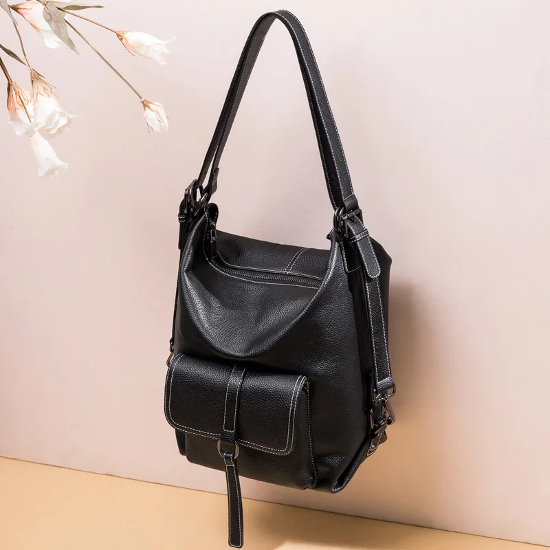 Кожаные сумки женский рюкзак двойного назначения новинка 2021 осень и зима большая