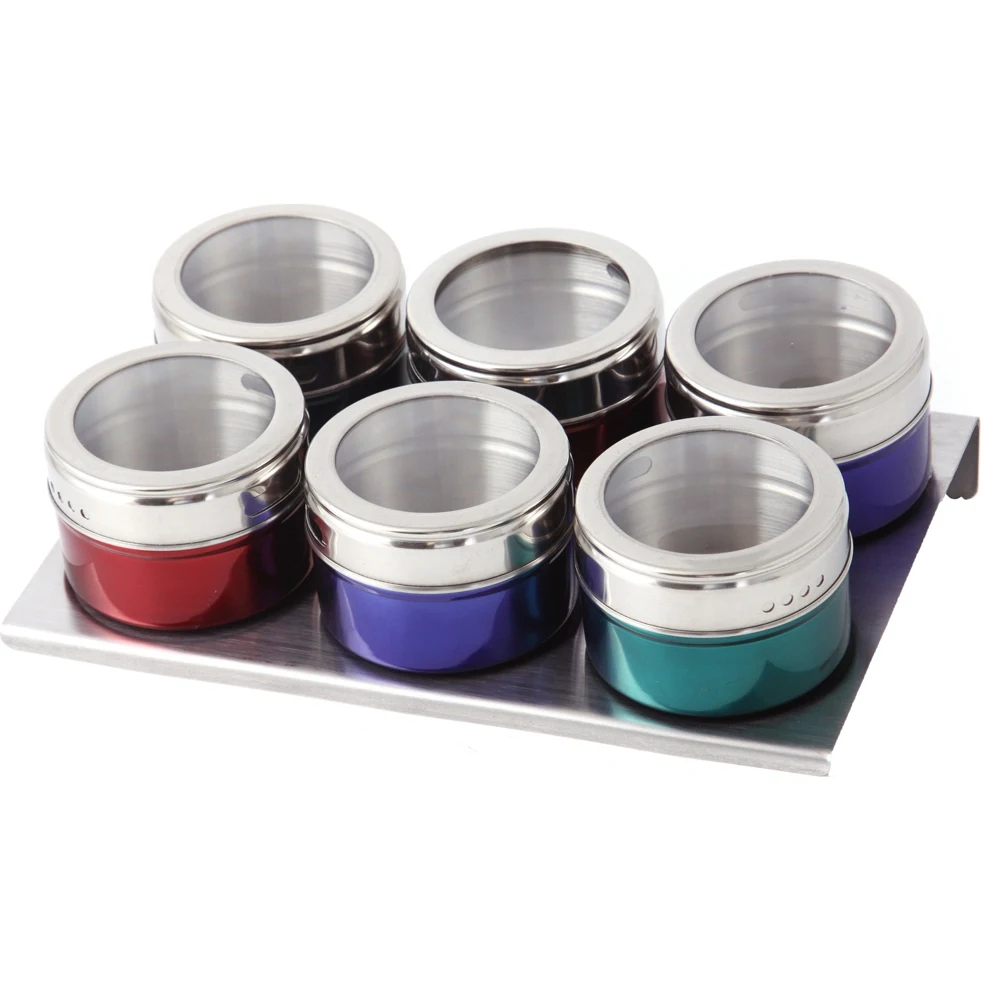 Набор для Специй Agness 6 Пр.На Магнитах в Т.Ч. Метал.Подставка 21*14*5 см|Шейкеры специй