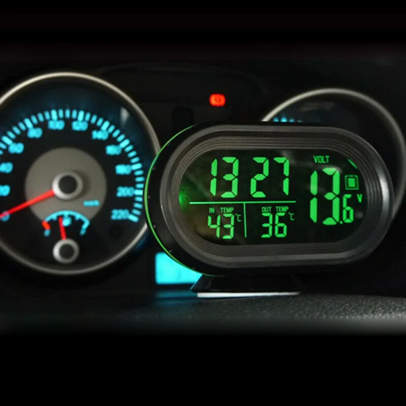 

Digital Car Clock & Date Indoor Outdoor Thermometer Voltage Monitor Car Replacement Parts Automotive Goods Car Accessories