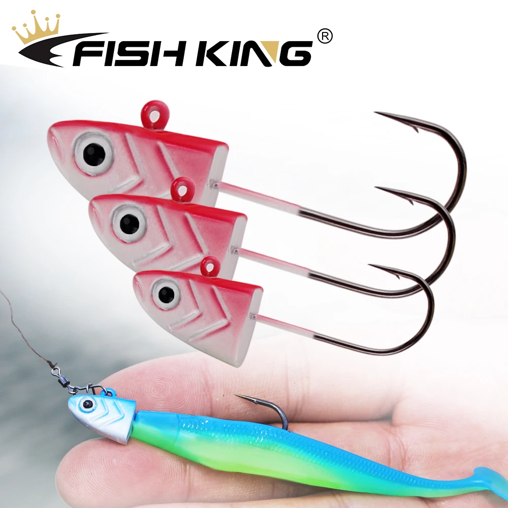 FISH KING разноцветная джиг-головка 5g 12 г 2 искусственных рыболовных крючка Мягкая