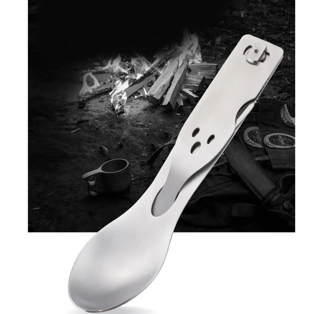 

3 in 1 Multifunctional Cutlery Combination Sharp Tool Fork Spoon Combo Ourdoor Utensil Meal Accessory for Camping Picnic Home