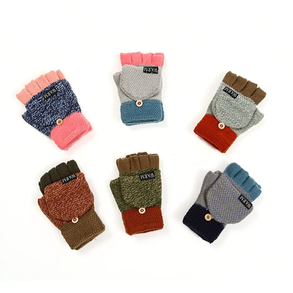 

Autumn And Winter Warm Half-finger And Yarn Clamshell Children's Gloves Beautiful Durable And Comfortable Children's Gloves