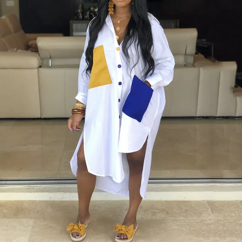 Повседневные женские длинные рубашки осень 2021 платье с длинным рукавом