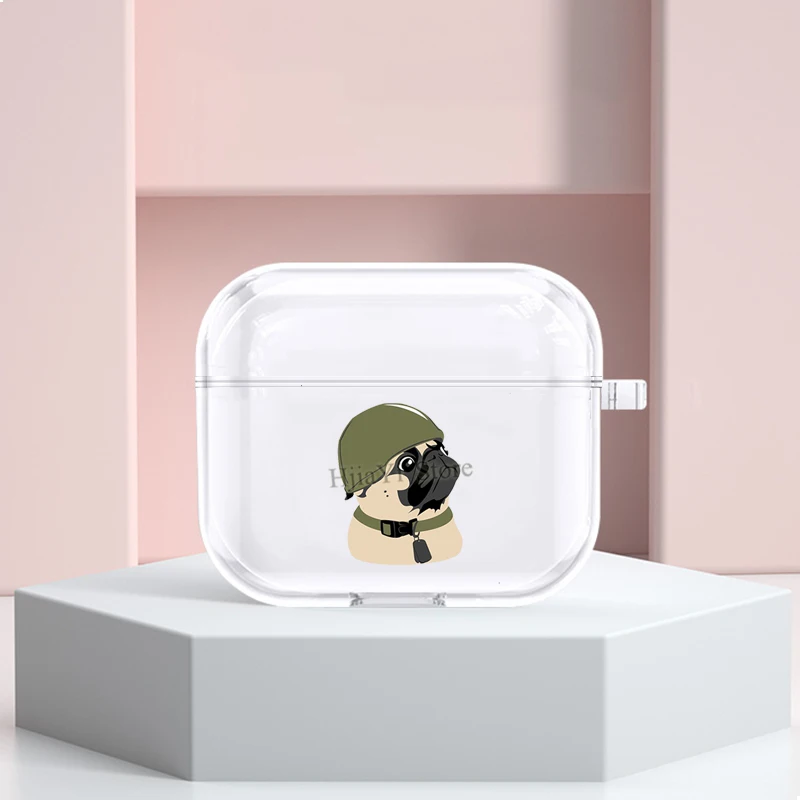 

Чехол для наушников Airpods Pro 2/1 с рисунком мопса войны