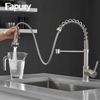 fapully kitchen faucet spring single handle brass pull down led kitchen tap swivel 360 degree water mixer tap mixer tap 1094