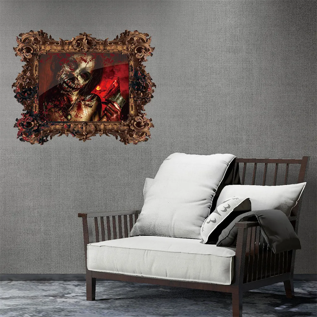 Halloween Horror Wall Stickers Bar Party Ghost Art Decal Mural Home Living Room Window Decor | Дом и сад