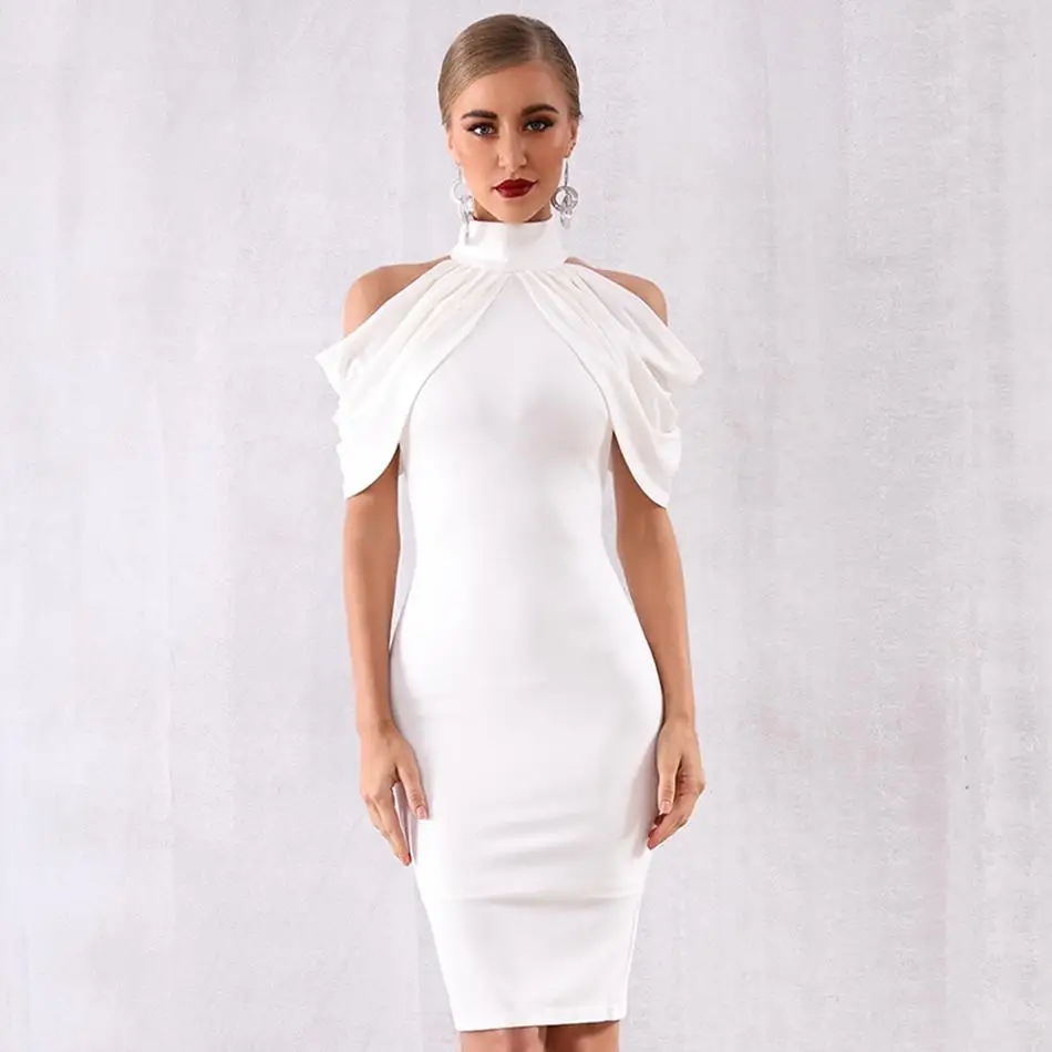 Женское вечернее платье в стиле знаменитостей Летнее белое с коротким рукавом и