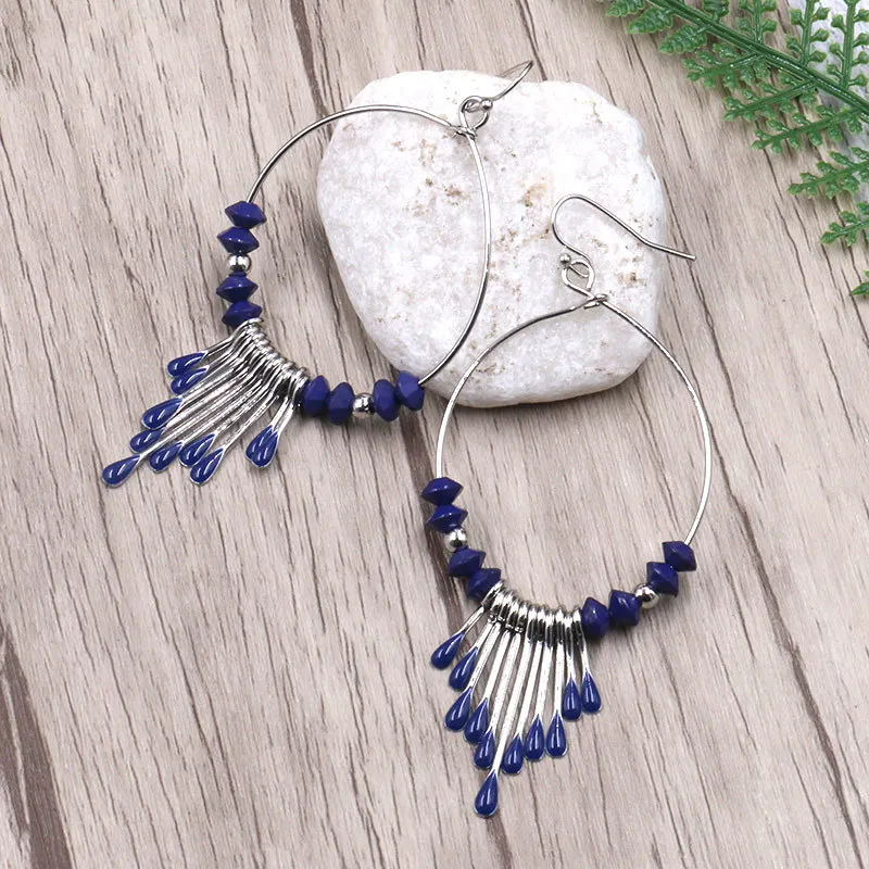 Женские серьги подвески в богемном стиле большая круглая подвеска многослойные