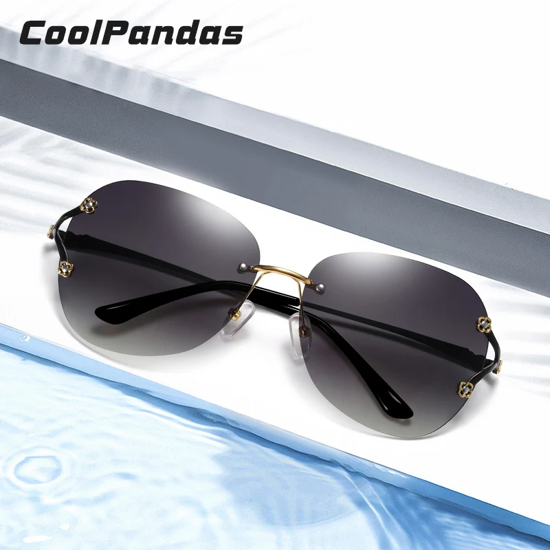 CoolPandas модные роскошные женские солнцезащитные очки негабаритных без оправы красочные очки с градиентными линзами Леди Путешествия очки Gafas Sol Mujer