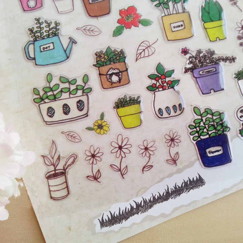 1pc Kids Stickers Potted Plants DIY Scrapbooking Decoration on Laptop Notebook Message Toys for Children Classic | Игрушки и хобби