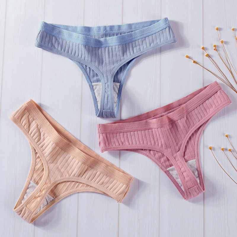 

Women's Cotton G-String Thong Sexy Panties for Women String Briefs Underwear Intimate Lingerie Ladies T-back Low-Rise 3 Pcs/set