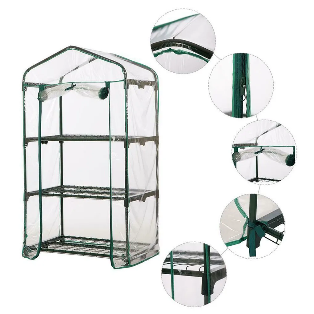 

Greenhouse Growbag PVC Waterproof Cover Plastic Garden Green House Fiver Floor Green Household Plant Greenhouse Shed