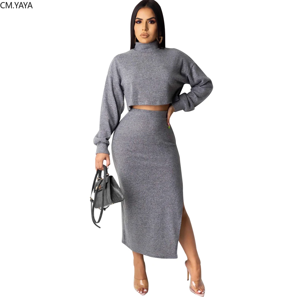 Женский зимний спортивный костюм с длинным рукавом свитер + длинная юбка