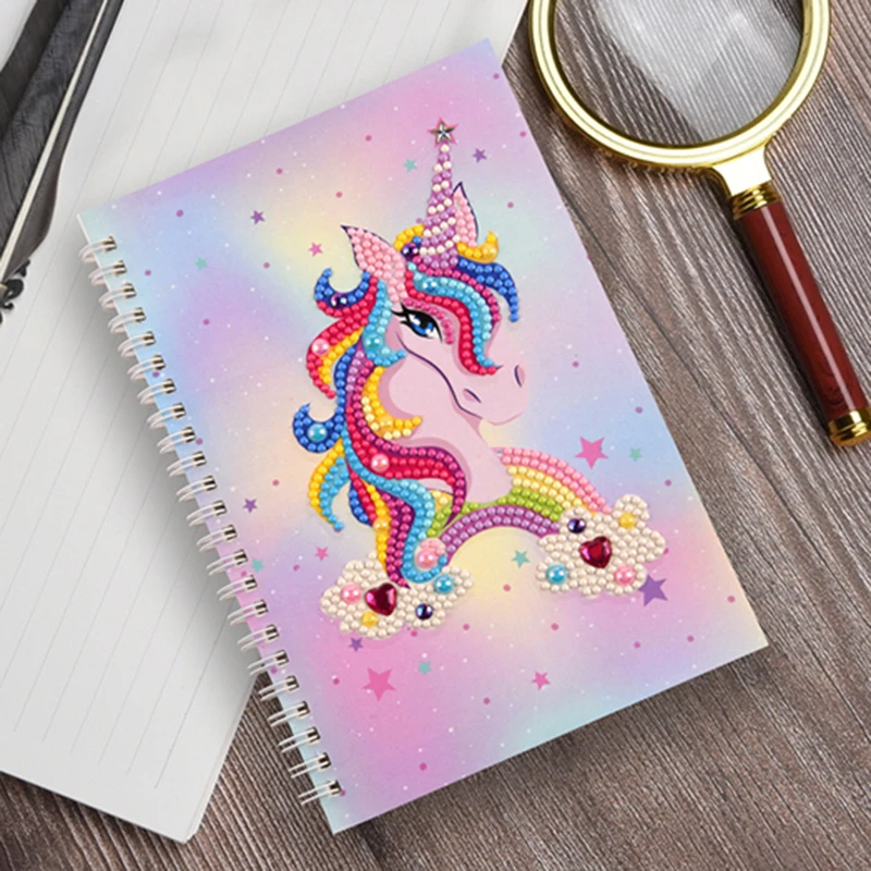 

Dangdang new product A5 60 pages DIY diamond notebook unicorn pattern diamond painting diary shiny beads gift