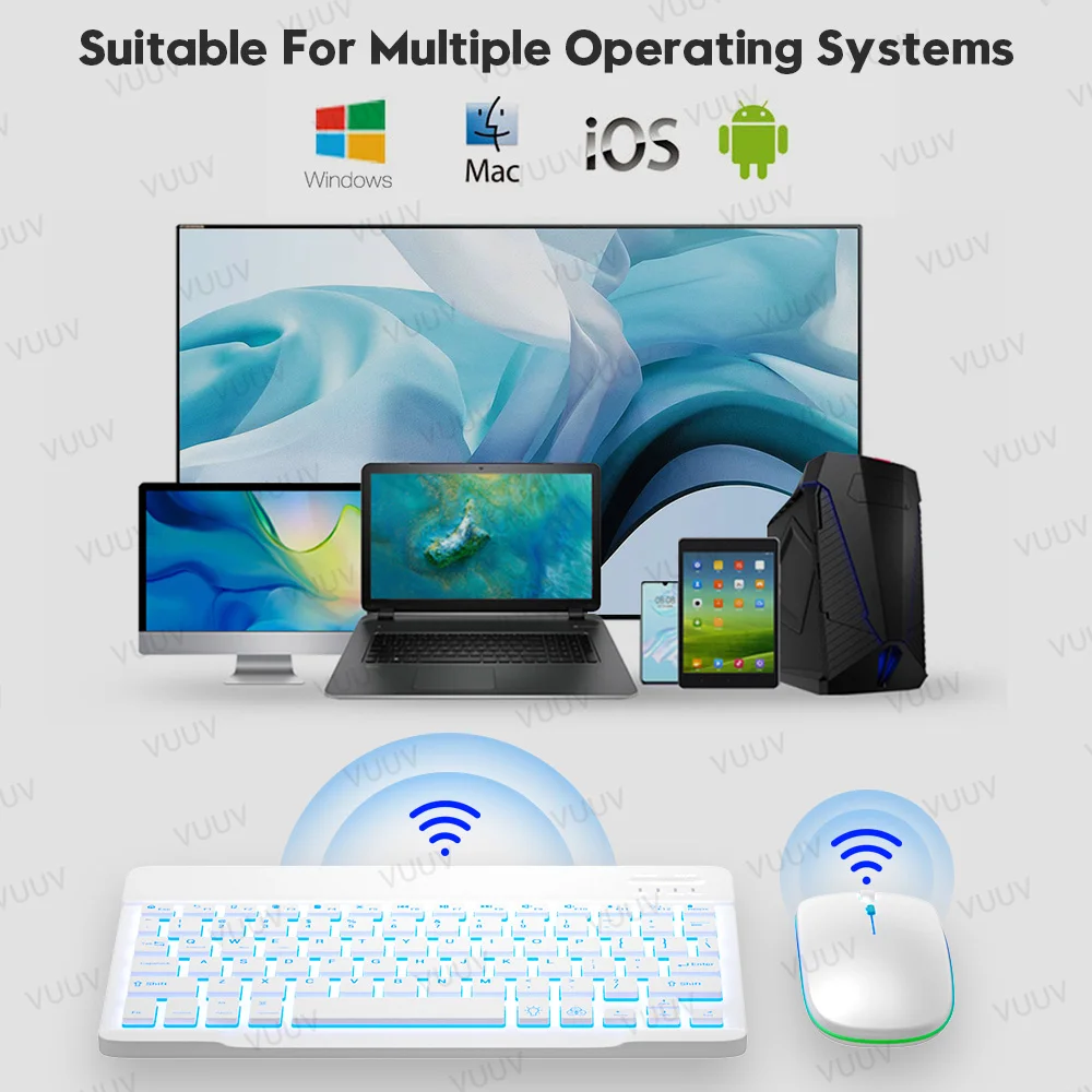 

For iPad Tablet Keyboard With Backlit Wireless Bluetooth-compatible Keyboard Mouse For Android Windows iOS Tablet Phone Laptop