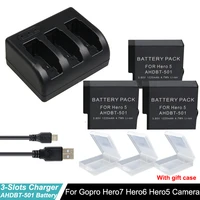 ahdbt 501 hero7 battery for gopro hero 5 hero 6 go pro hero5 3 way with type c port charger for gopro hero 7 hero5 6 camera